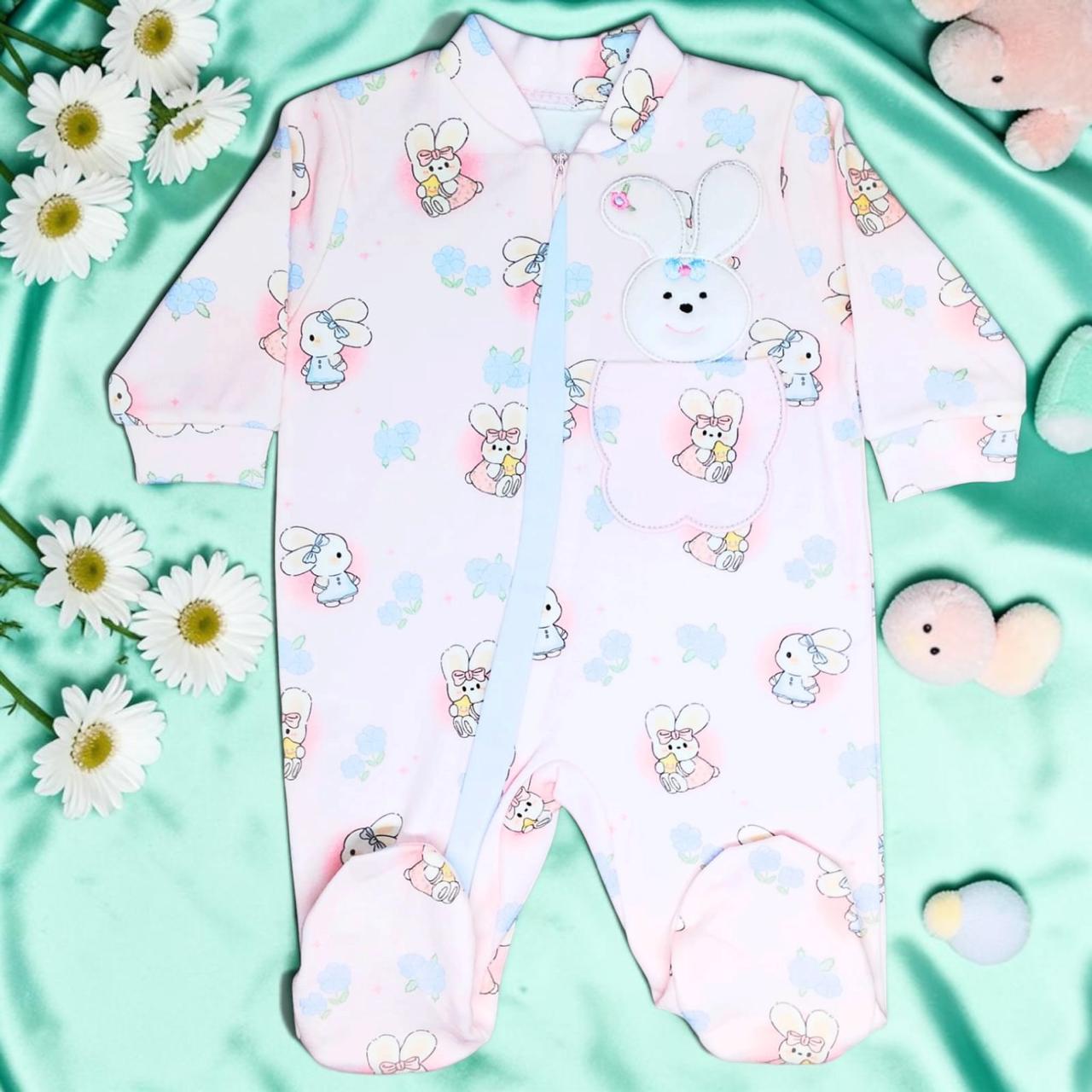 Nenios Baby Boy Grey Animals Printed Footed Bodysuit