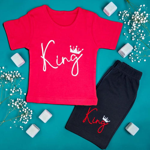Nenios Baby Boy Crown Red Short-Sleeve Pyjama Set
