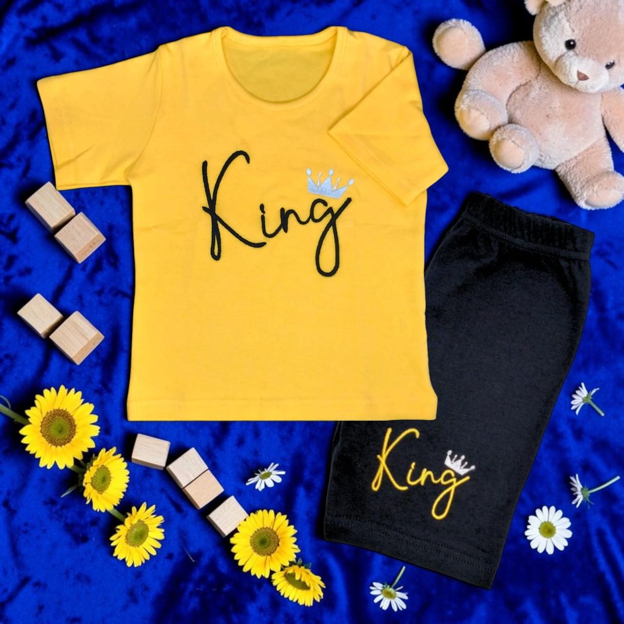 Nenios Baby Boy Crown Yellow Short-Sleeve Pyjama Set