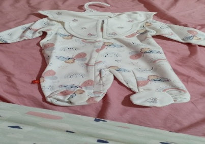 Nenios Baby Girl White Pink Butterfly Long-Sleeve Bodysuit