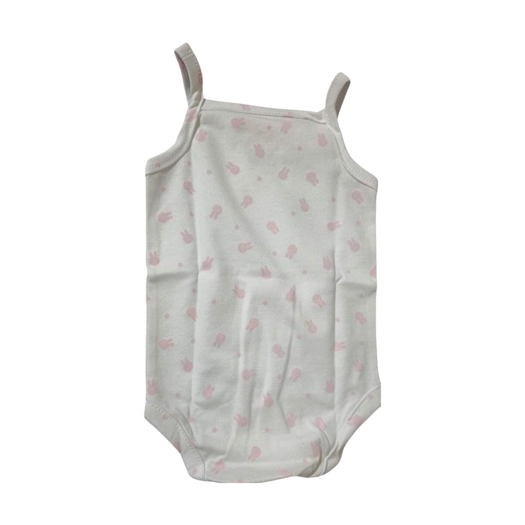 Strappy Printed Baby Bodysuit – White / Bunny – front