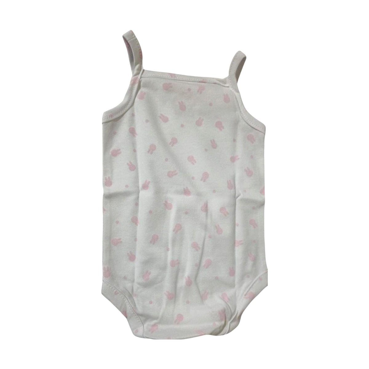 Strappy Printed Baby Bodysuit – White / Bunny – front