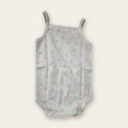 Strappy Printed Baby Bodysuit – White / Bunny – front, styled