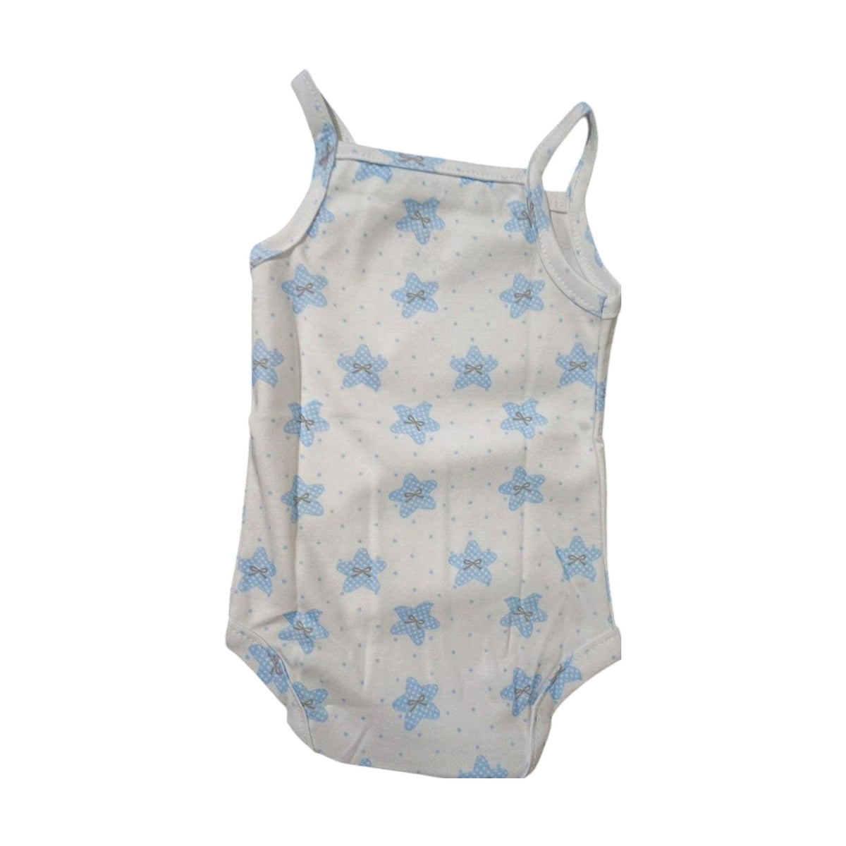 Strappy Printed Baby Bodysuit – White / Stars – front