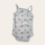 Strappy Printed Baby Bodysuit – White / Stars – front, styled