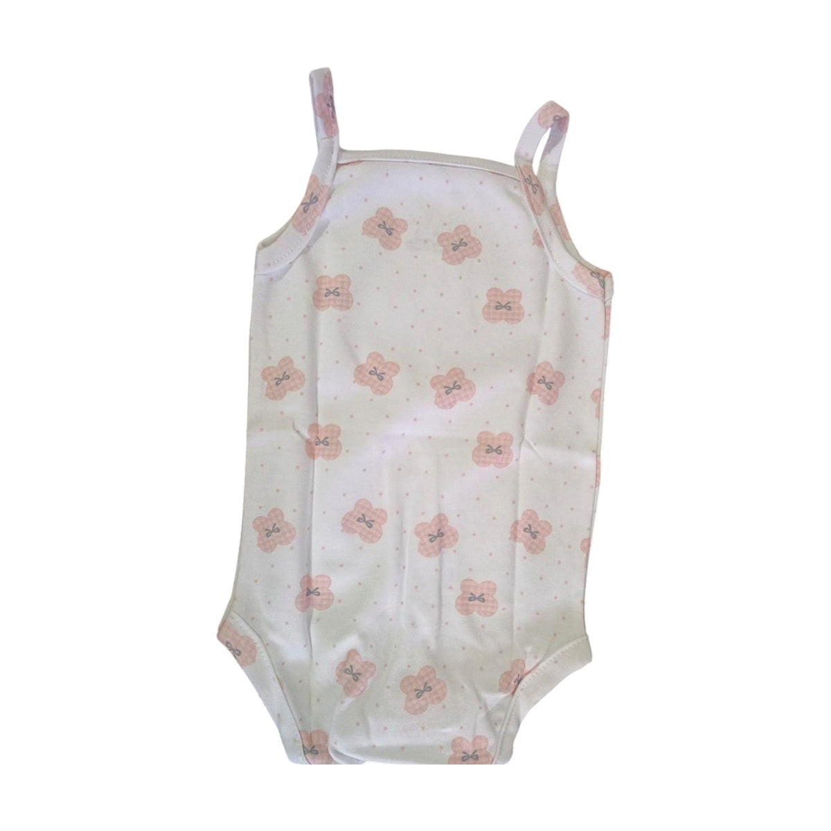 Strappy Printed Baby Bodysuit – White / Butterflies – front