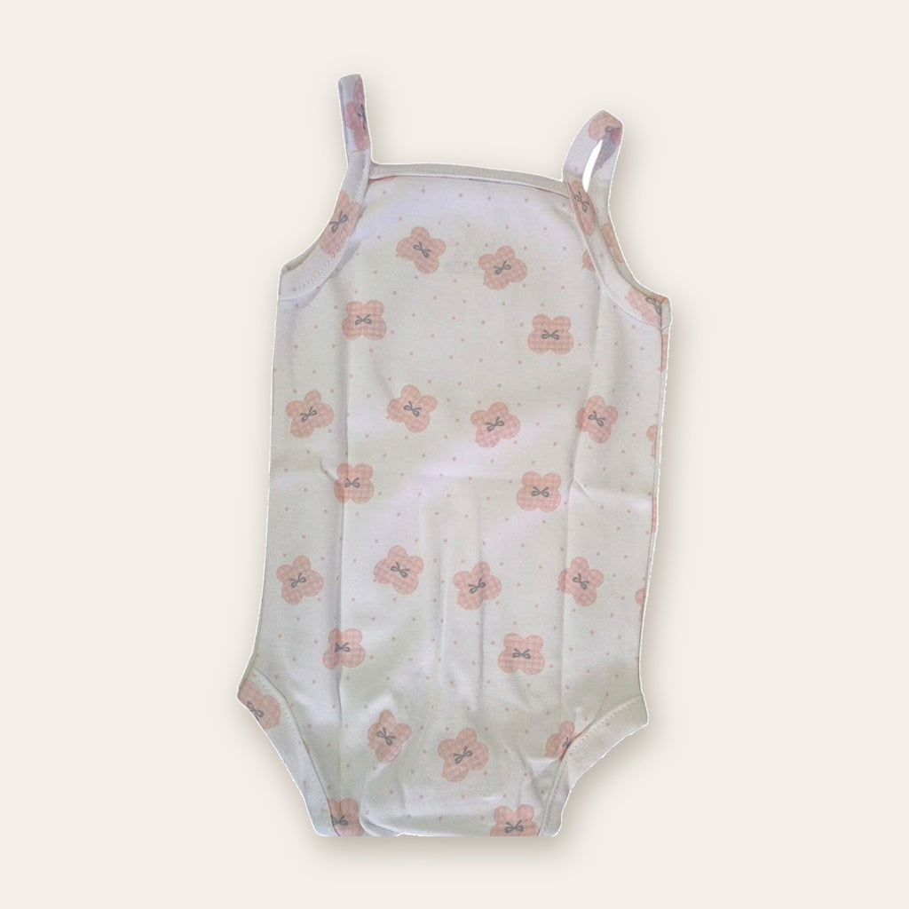 Strappy Printed Baby Bodysuit – White / Butterflies – front, styled
