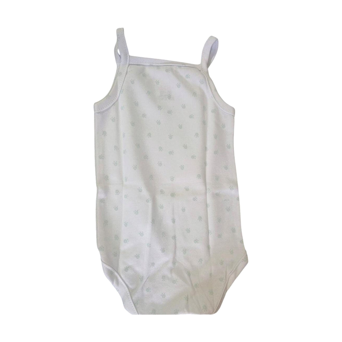 Strappy Printed Baby Bodysuit – White / Footsteps – front