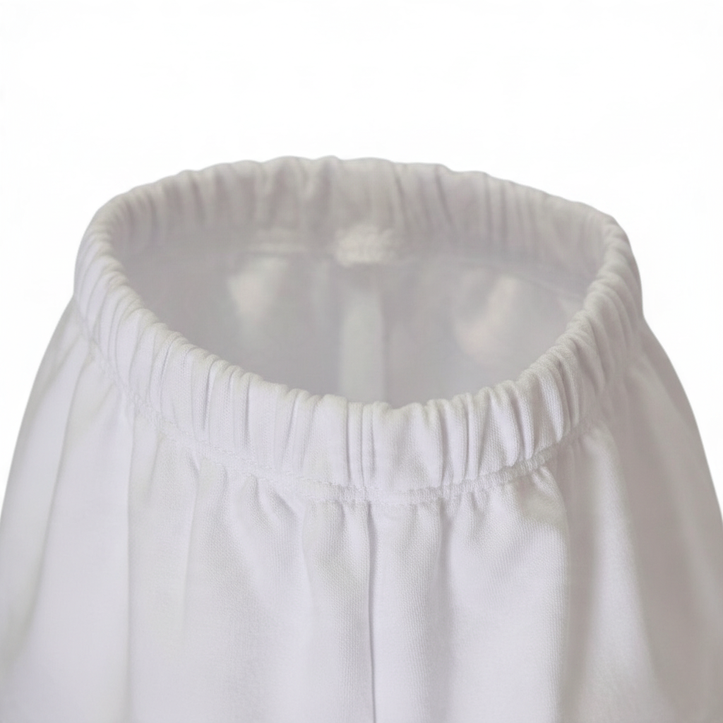 Baby Footed Pants – White – close-up of waistband and fabric