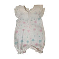 Waffle Baby Romper with Embroidered Collar – White / Butterflies – front