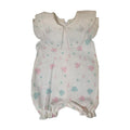 Flutter-Sleeve Waffle Baby Romper – White / Butterflies – front