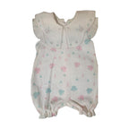 Flutter-Sleeve Waffle Baby Romper – White / Butterflies – front