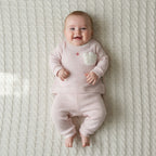 Waffle 2-Piece Baby Set with Embroidery – Pink – styled on baby