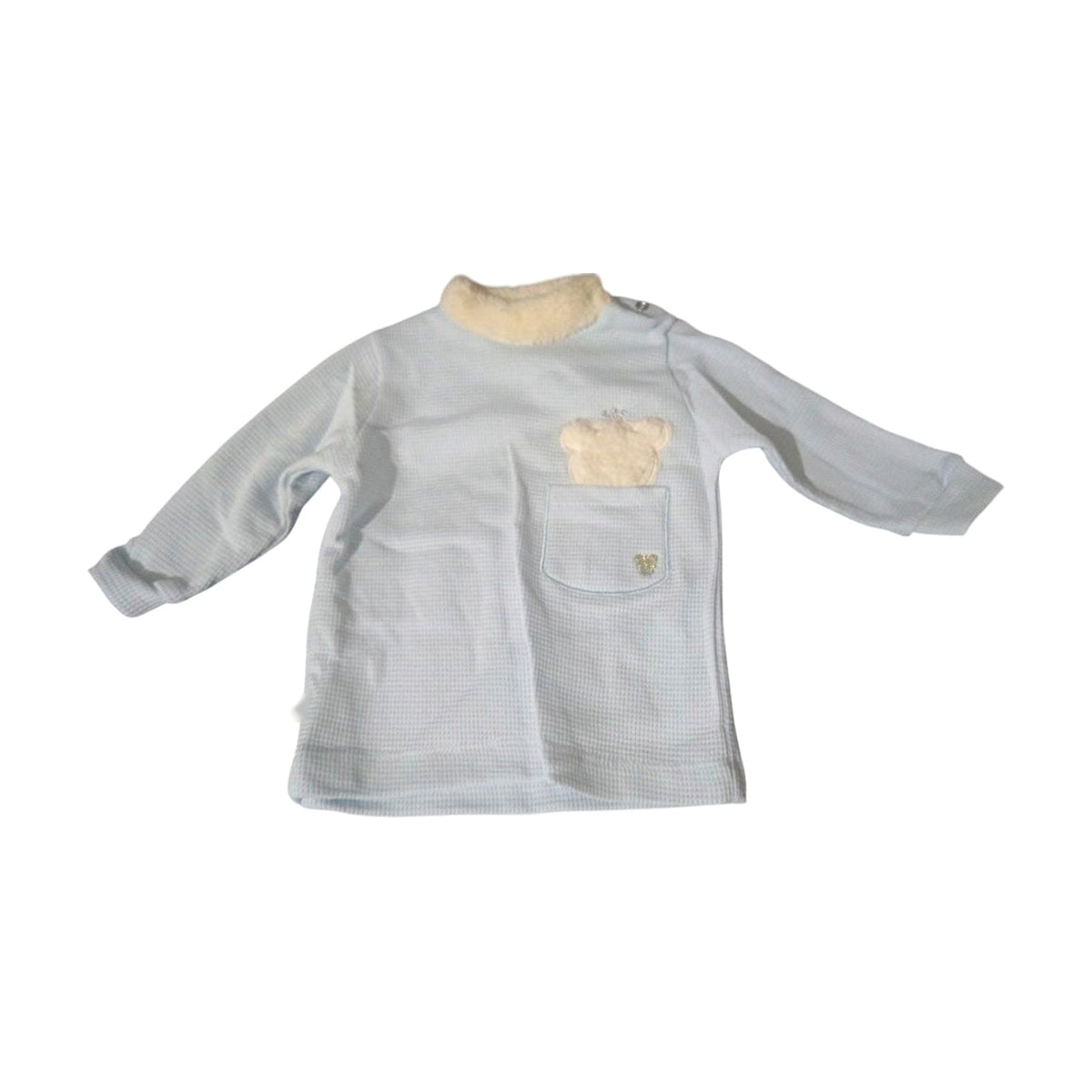 Waffle 2-Piece Baby Set with Embroidery – Baby Blue – front