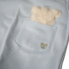 Waffle 2-Piece Baby Set with Embroidery – Baby Blue – close-up of pocket and embroidery