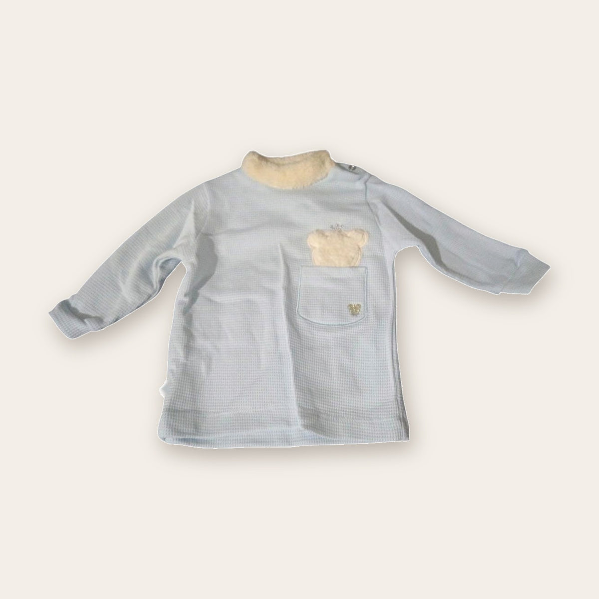 Waffle 2-Piece Baby Set with Embroidery – Baby Blue – front, styled