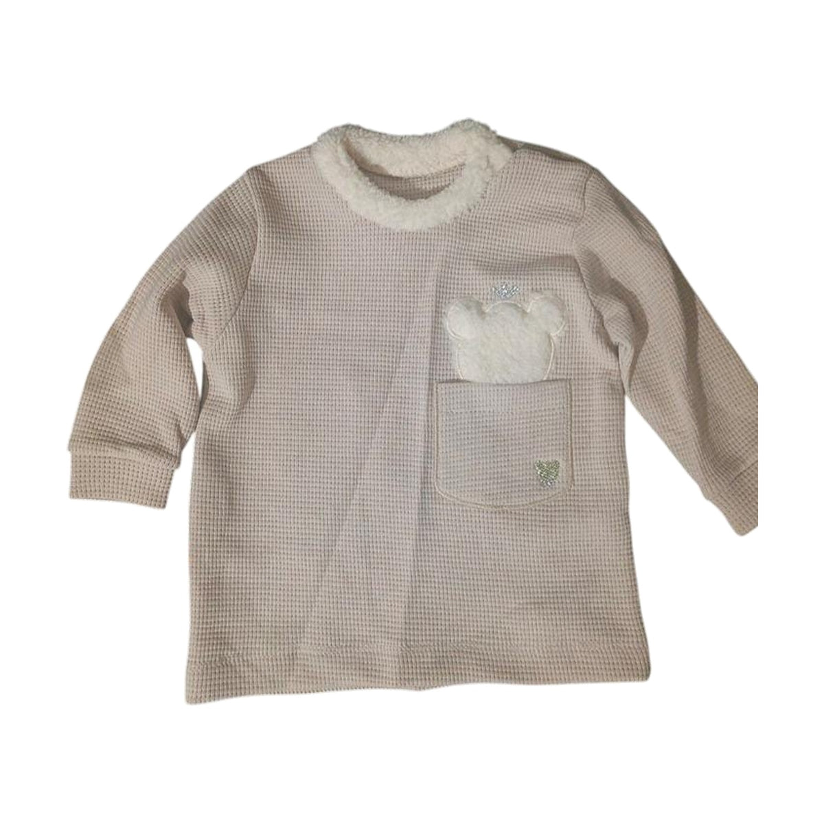 Waffle 2-Piece Baby Set with Embroidery – Beige – front