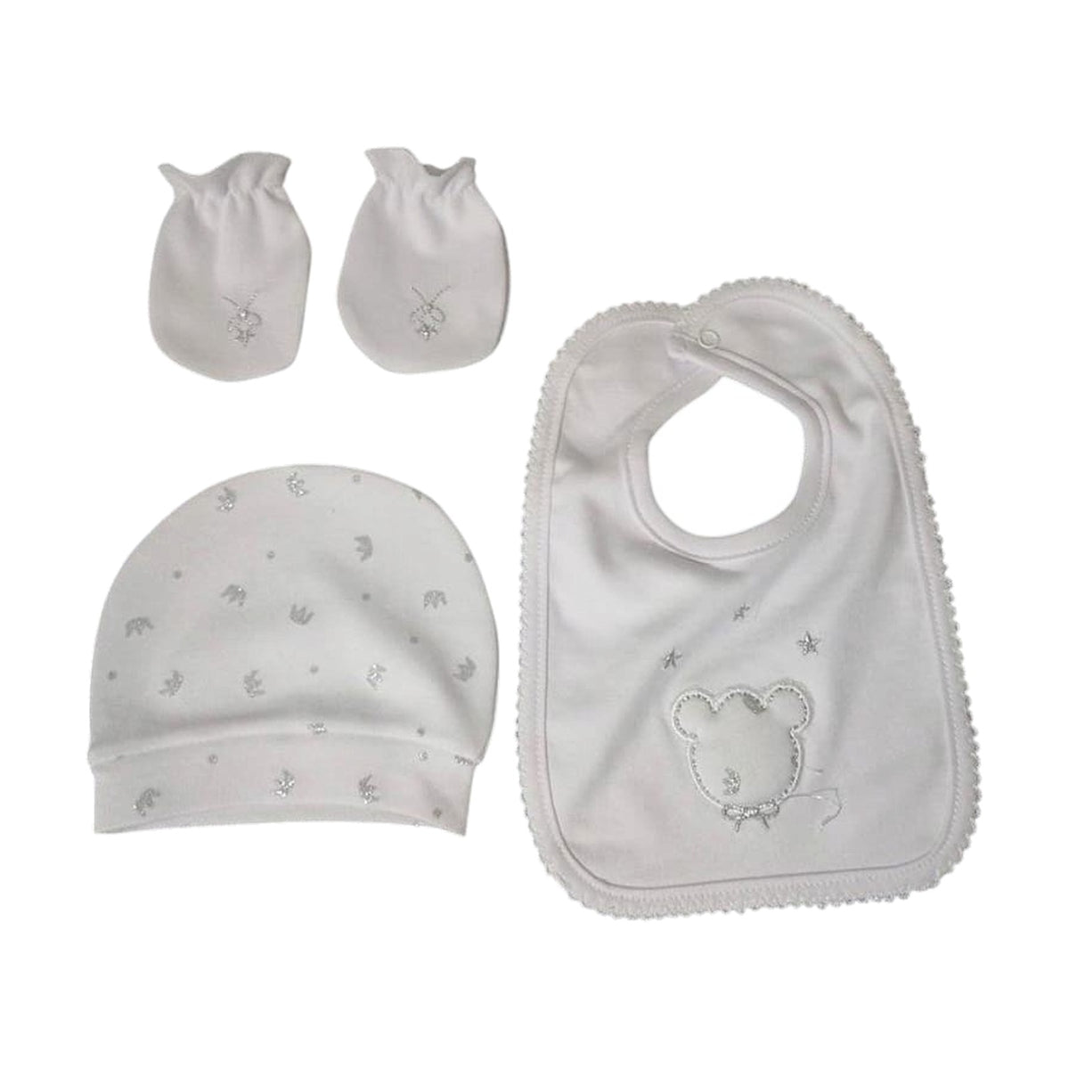 Newborn Baby Gift Set – 5 Pieces – White / Crown – front