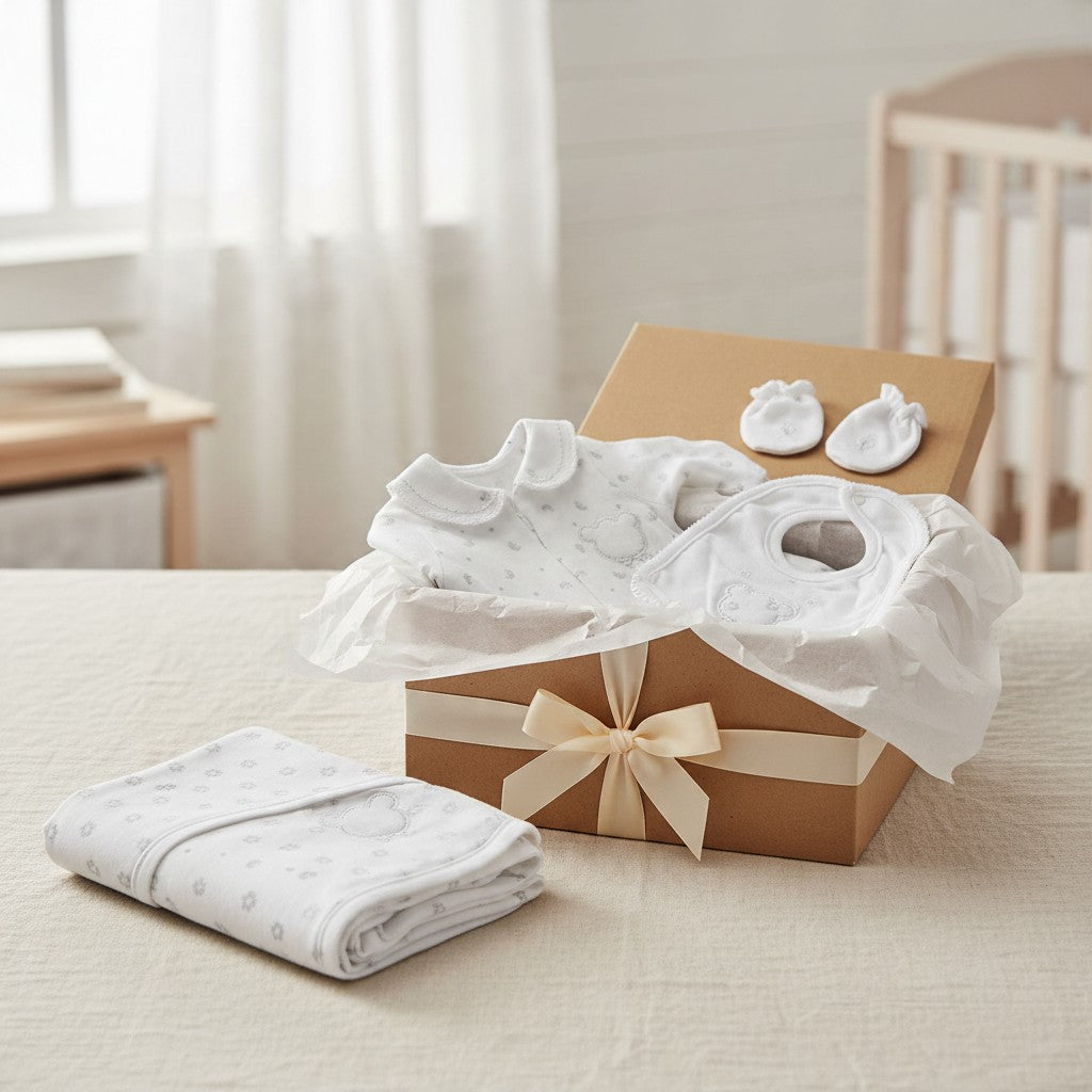 5-piece newborn gift set (stars) in a gift box