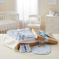 6-piece baby blue newborn gift set in a gift box