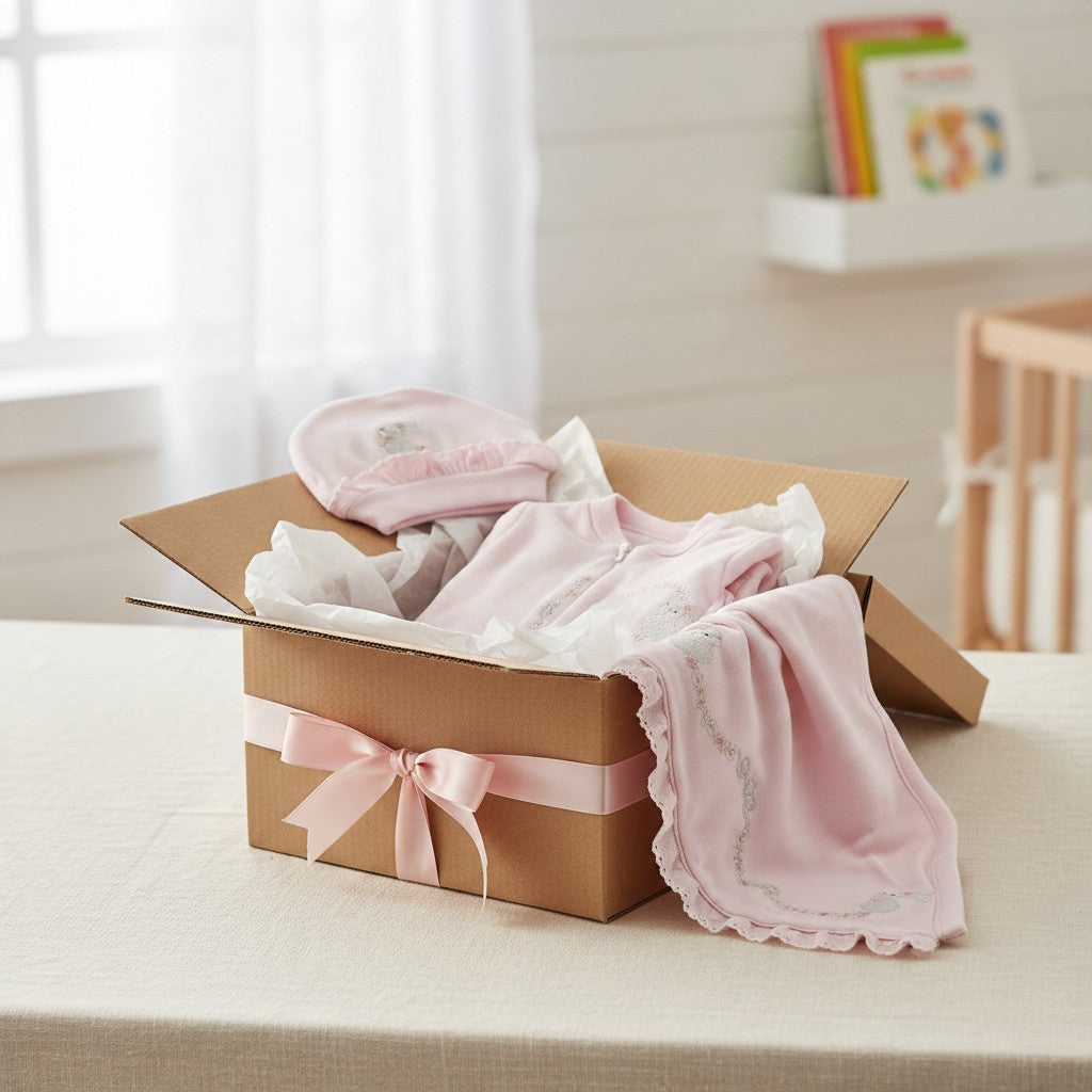 Pink 3-piece newborn set in a gift box