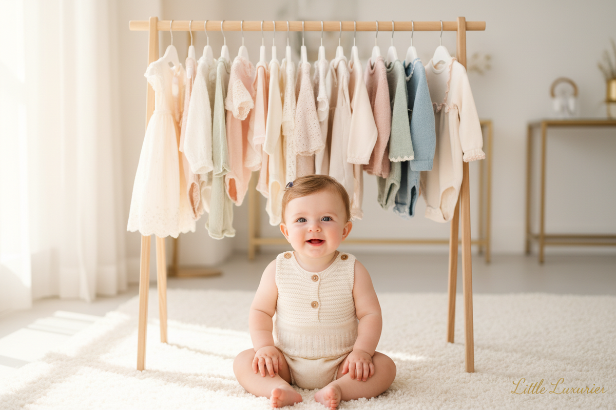 Baby wearing soft long-staple cotton bodysuit